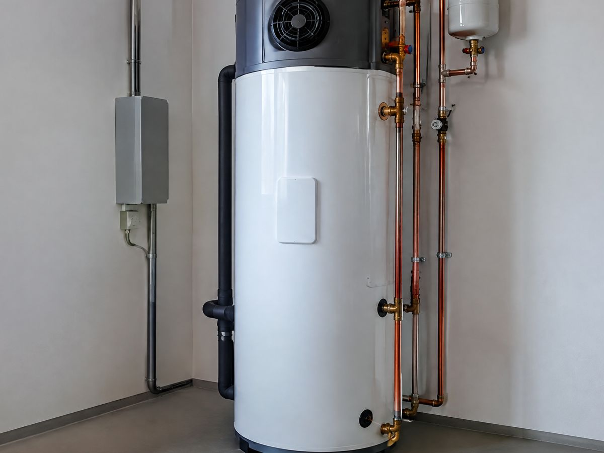 Technische ruimte met boiler en waterontharder